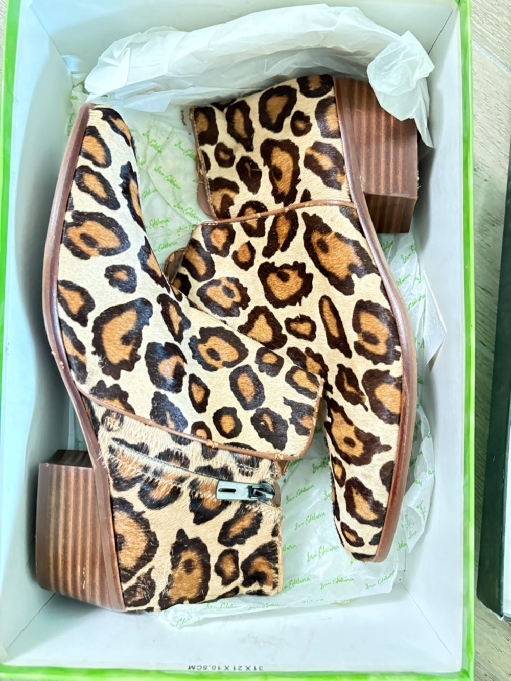 Sam Edelman Leopard Print Ankle Booties in Tan and Brown